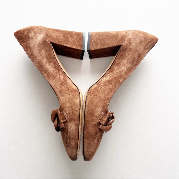 Luca Grossi Diana Heels Closed Toe Shoes Neutral Camel Brown Color Chain 38 - Picture 3 of 11